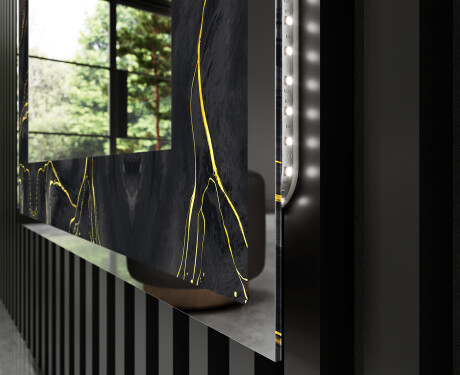Decoratiune oglinda cu LED moderna - Golden Veins #3