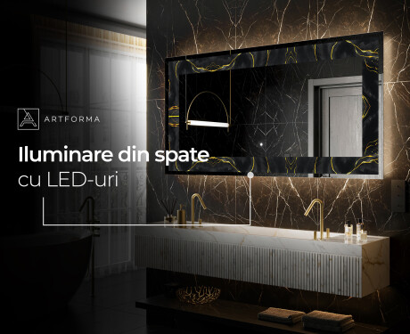 Decoratiune oglinda cu LED moderna - Golden Veins #6