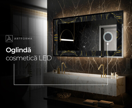 Decoratiune oglinda cu LED moderna - Golden Veins #7