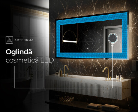 Decoratiune oglinda cu LED moderna - Symmetrical Diamonds #6