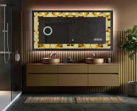 Decoratiune oglinda cu LED moderna - Glow Geometry #5
