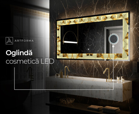 Decoratiune oglinda cu LED moderna - Glow Geometry #6