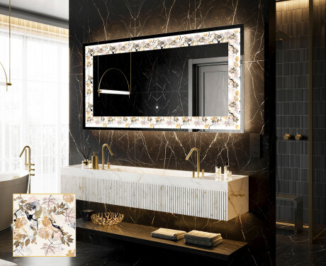 Decoratiune oglinda cu LED moderna - Floral Reflections