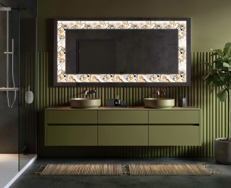 Decoratiune oglinda cu LED moderna - Floral Reflections #4