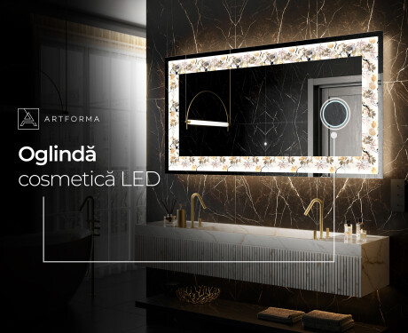Decoratiune oglinda cu LED moderna - Floral Reflections #8