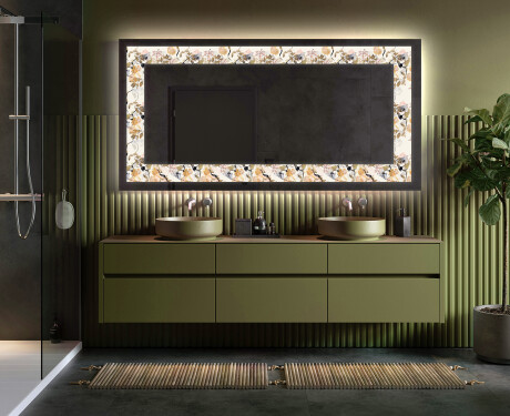 Decoratiune oglinda cu LED moderna - Floral Reflections #5