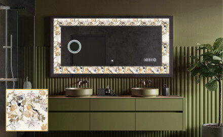 Decoratiune oglinda cu LED moderna - Floral Reflections