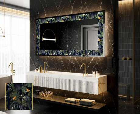 Decoratiune oglinda cu LED moderna - Vintage Leaves