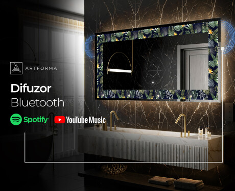 Decoratiune oglinda cu LED moderna - Vintage Leaves #7
