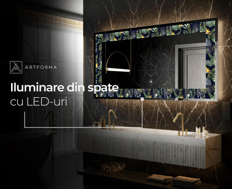 Decoratiune oglinda cu LED moderna - Vintage Leaves #8