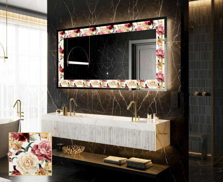 Decoratiune oglinda cu LED moderna - Flowers Full Of Colors