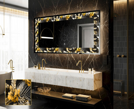 Decoratiune oglinda cu LED moderna - Floral Symmetries