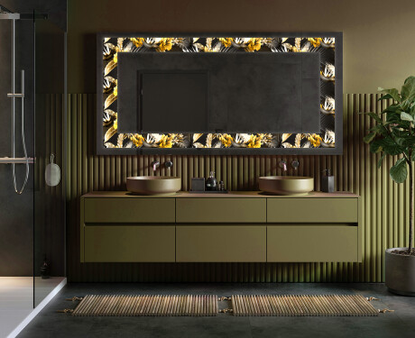 Decoratiune oglinda cu LED moderna - Floral Symmetries #4