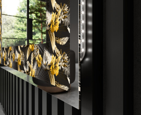 Decoratiune oglinda cu LED moderna - Floral Symmetries #3
