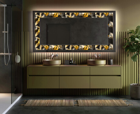 Decoratiune oglinda cu LED moderna - Floral Symmetries #5