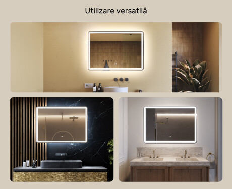 Oglinzi moderne baie cu leduri 100x70cm cu Dual color, Întrerupător iluminarea, Saltea de încălzire, Difuzor Bluetooth - L141 #2