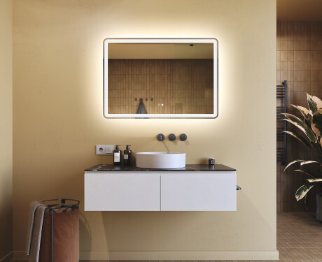Oglinzi moderne baie cu leduri 100x70cm cu Dual color, Întrerupător iluminarea, Saltea de încălzire, Difuzor Bluetooth - L141 #9