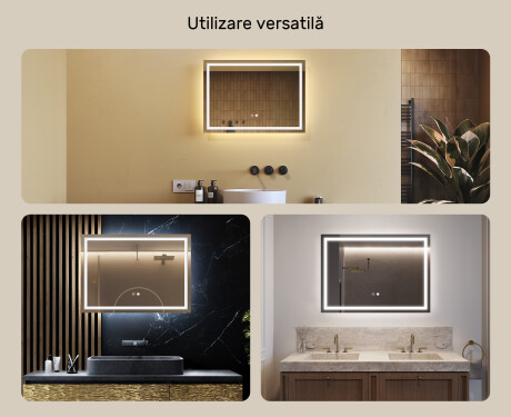 Oglinzi moderne baie cu leduri 70x50cm cu Dual color, Întrerupător iluminarea, Saltea de încălzire - L49 #2