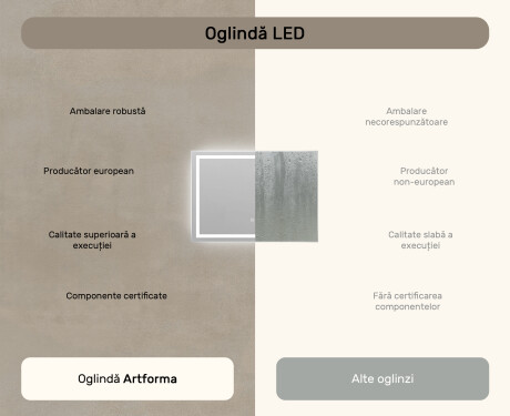 Oglinzi moderne baie cu leduri 70x50cm cu Dual color, Întrerupător iluminarea, Saltea de încălzire - L49 #7