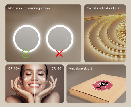 Oglindă rotundă de baie cu iluminare LED 80 cm #5