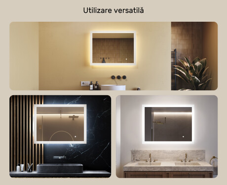 Oglindă dreptunghiulară de baie cu iluminare LED 80x60 cm #2