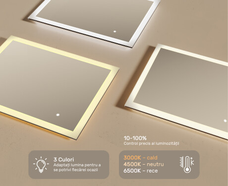 Oglindă dreptunghiulară de baie cu iluminare LED 80x60 cm #3