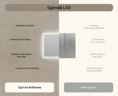Oglindă dreptunghiulară de baie cu iluminare LED 80x60 cm #6