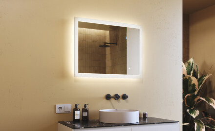 Oglindă dreptunghiulară de baie cu iluminare LED 80x60 cm