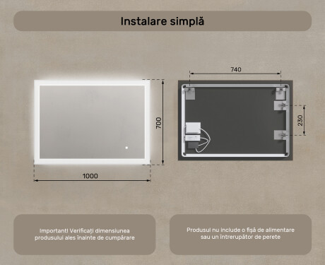 Oglindă dreptunghiulară de baie cu iluminare LED 100x70 cm #7