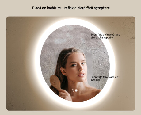 Oglindă rotundă de baie cu iluminare LED 80 cm #5