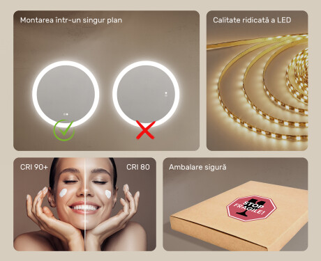 Oglindă rotundă de baie cu iluminare LED 80 cm #6