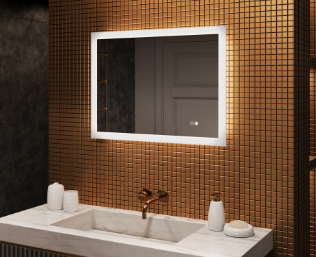 Oglindă dreptunghiulară de baie LED 80x60 cm