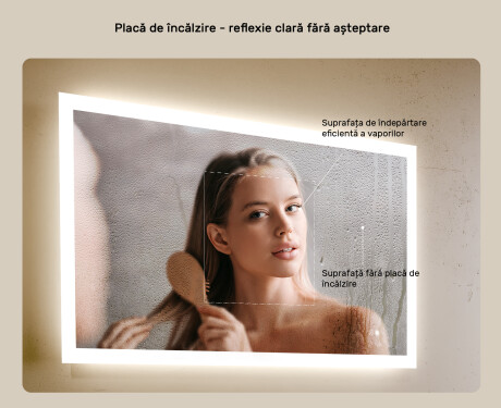 Oglindă dreptunghiulară de baie LED 80x60 cm #5