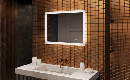 Oglindă dreptunghiulară de baie LED 80x60 cm
