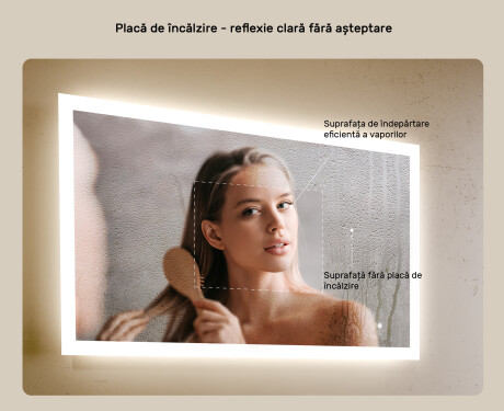 Oglindă dreptunghiulară de baie cu iluminare LED 100x70 cm #5