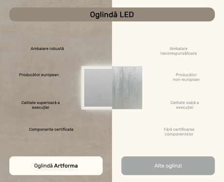 Oglindă dreptunghiulară de baie cu iluminare LED 100x70 cm #7