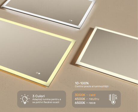 Oglindă dreptunghiulară de baie cu iluminare LED 120x70 cm #3