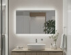 Oglindă dreptunghiulară pentru baie cu iluminare LED 80x60/60x80 cm, culori duale, comutator tactil, covoraș de încălzire