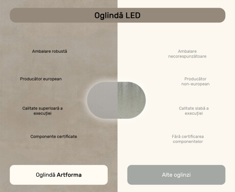 Oglindă ovală cu iluminare LED 80x50/50x80 cm, culori duale, comutator tactil, covoraș de încălzire #7