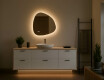 Oglindă neregulată cu iluminare 64×64 cm, culori duale, comutator tactil, covoraș de încălzire
