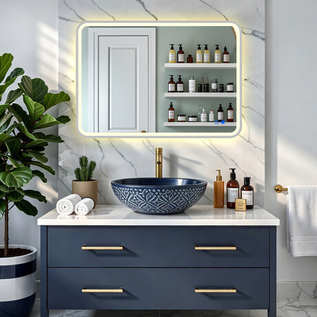 Oglindă LED rotunjită cu iluminare - 80x60/100x70/120x70 cm într-o ramă din aluminiu argintiu #8