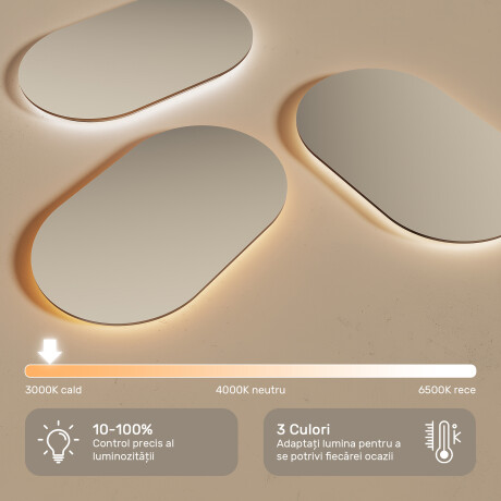 Oglindă ovală cu iluminare LED – 50x80/50x100 cm într-un cadru din aluminiu argintiu #5