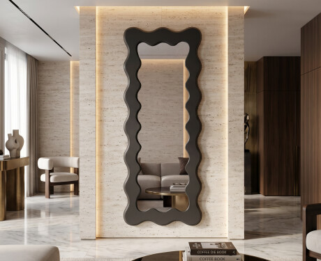 Oglindă decorativă ondulată cu ramă FLOW din MDF lăcuit