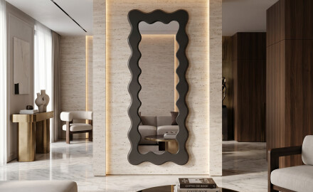 Oglindă decorativă ondulată cu ramă FLOW din MDF lăcuit