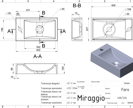 Chiuvetă FARO MIRASOFT