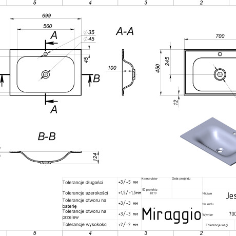 Chiuvetă JESSEL 700 MIRASOFT #1