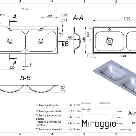 Chiuvetă JESSEL 1200-2 MIRASOFT #1