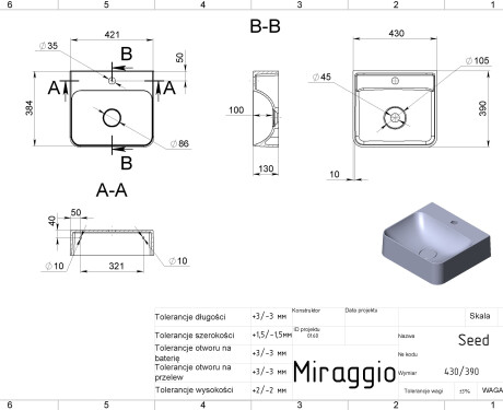 Chiuvetă SEED MIRASOFT