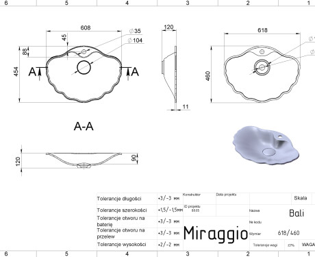 Chiuvetă BALI MIRASOFT