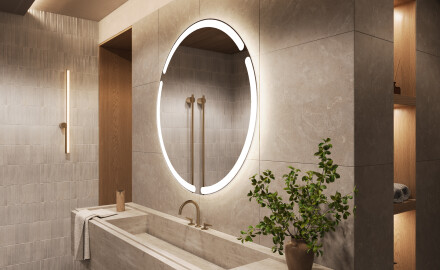 Rotunda oglinda cu LED baie de la baterii L119